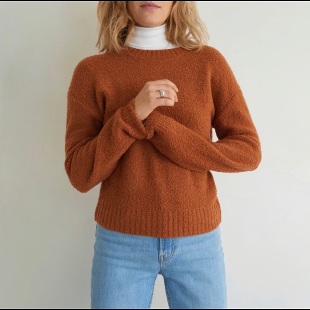 Everlane Teddy Crewneck Sweater - Cognac Brown